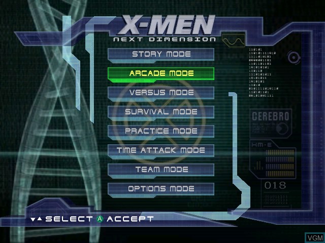 Image du menu du jeu X-Men - Next Dimension sur Nintendo GameCube