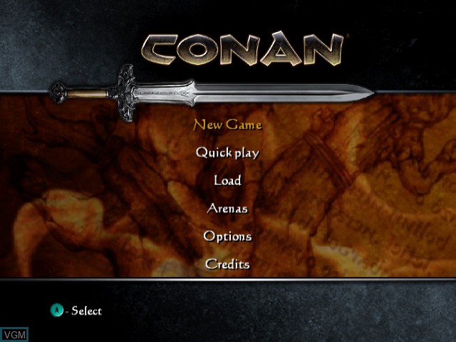 Image du menu du jeu Conan sur Nintendo GameCube