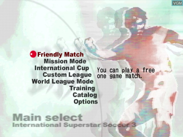 Image du menu du jeu International Superstar Soccer 3 sur Nintendo GameCube