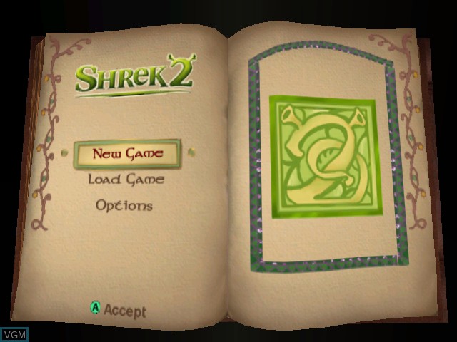 Image du menu du jeu Shrek 2 sur Nintendo GameCube
