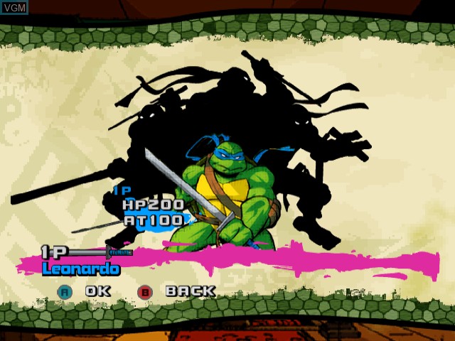 Image du menu du jeu Teenage Mutant Ninja Turtles 3 - Mutant Nightmare sur Nintendo GameCube