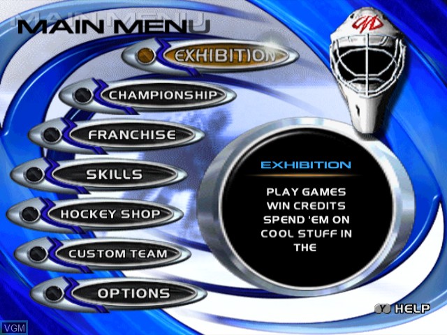 Image du menu du jeu NHL Hitz 20-02 sur Nintendo GameCube