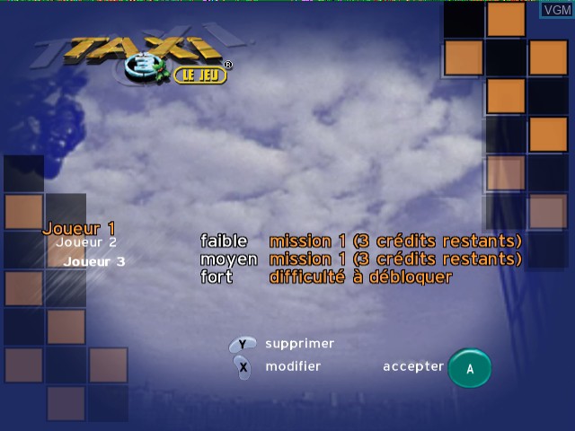 Image du menu du jeu Taxi 3 - Le Jeu sur Nintendo GameCube