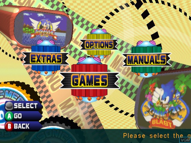 Image du menu du jeu Sonic Mega Collection sur Nintendo GameCube