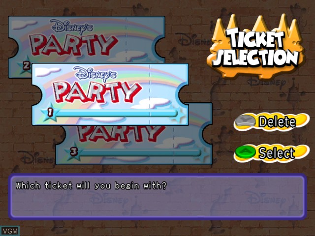 Image du menu du jeu Disney's Party sur Nintendo GameCube
