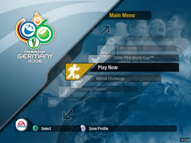 Image du menu du jeu FIFA World Cup Germany 2006 sur Nintendo GameCube