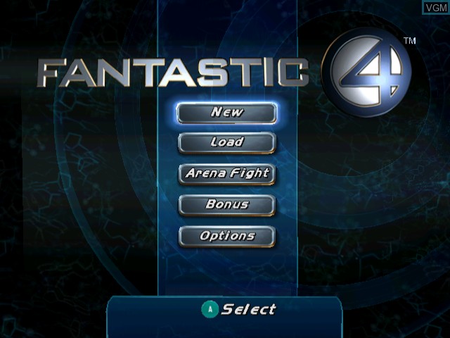 Image du menu du jeu Fantastic 4 sur Nintendo GameCube