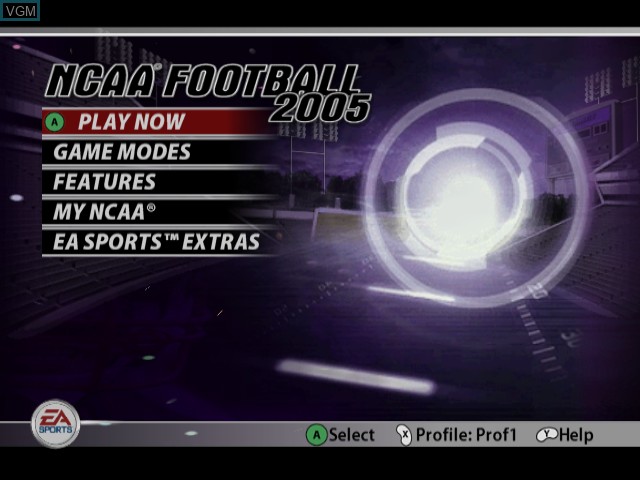 Image du menu du jeu NCAA Football 2005 sur Nintendo GameCube