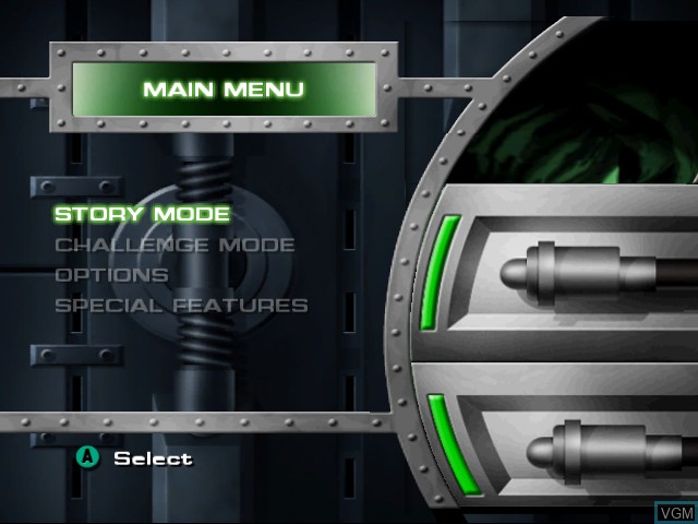 Image du menu du jeu Hulk sur Nintendo GameCube