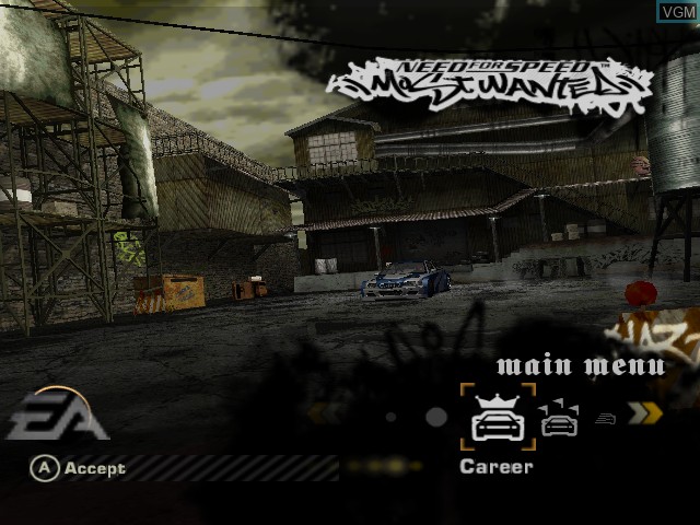 Image du menu du jeu Need for Speed Most Wanted sur Nintendo GameCube