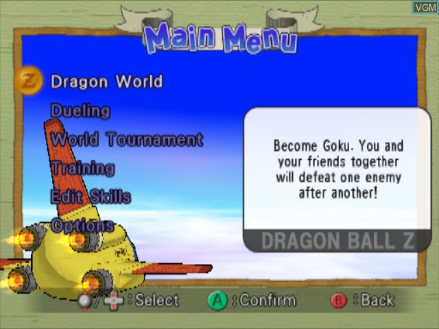 Image du menu du jeu Dragon Ball Z - Budokai 2 sur Nintendo GameCube