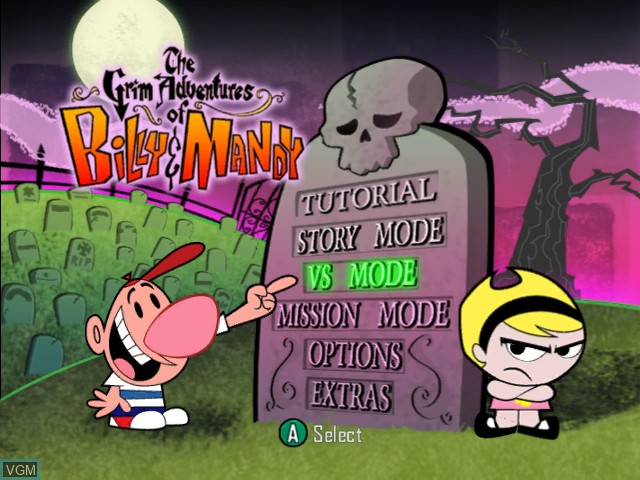 Image du menu du jeu Grim Adventures of Billy & Mandy, The sur Nintendo GameCube