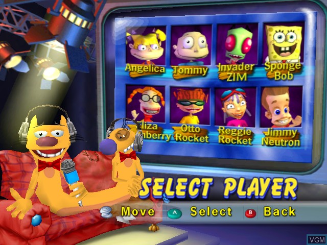 Image du menu du jeu Nickelodeon Party Blast sur Nintendo GameCube