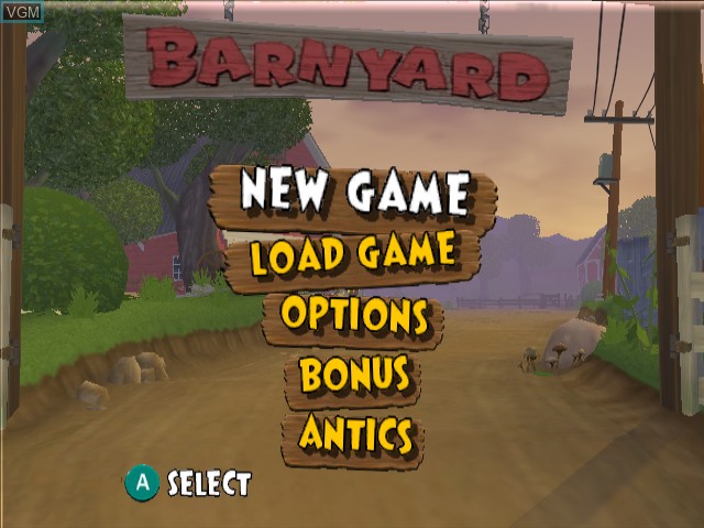 Image du menu du jeu Barnyard sur Nintendo GameCube