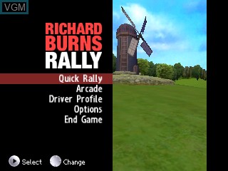 Image du menu du jeu Richard Burns Rally sur Tiger Gizmondo