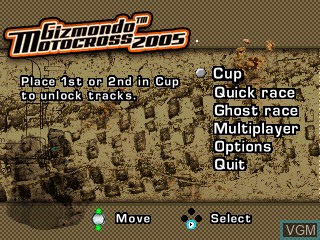 Image du menu du jeu Gizmondo Motocross 2005 sur Tiger Gizmondo