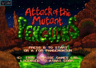 Image de l'ecran titre du jeu Attack of the Mutant Penguins sur Atari Jaguar