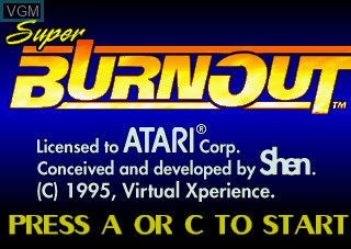 Image de l'ecran titre du jeu Super Burnout sur Atari Jaguar