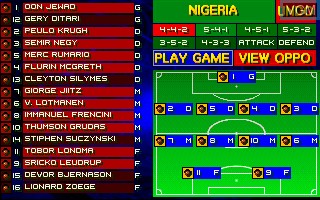 Image du menu du jeu International Sensible Soccer sur Atari Jaguar