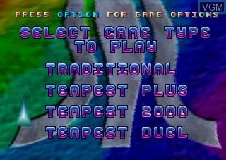 Image du menu du jeu Tempest 2000 sur Atari Jaguar