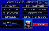 Image du menu du jeu BattleWheels sur Atari Lynx