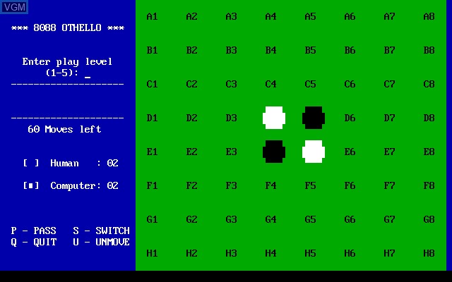 Image de l'ecran titre du jeu 8088 Othello sur MS-DOS