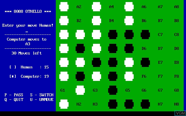 Image in-game du jeu 8088 Othello sur MS-DOS