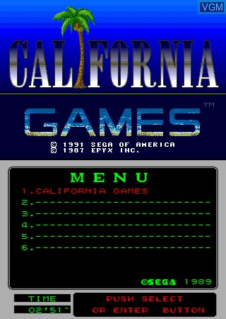 Image de l'ecran titre du jeu MegaTech - California Games sur MAME