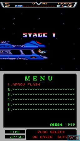 Image du menu du jeu MegaTech - Arrow Flash sur MAME