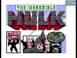 Image de l'ecran titre du jeu Incredible Hulk, The sur Sega Master System
