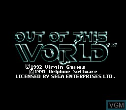 Image de l'ecran titre du jeu Out of This World sur Sega Megadrive