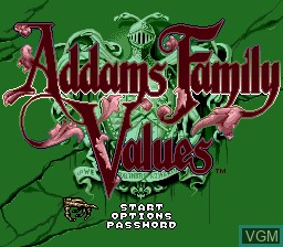 Image de l'ecran titre du jeu Addams Family Values sur Sega Megadrive
