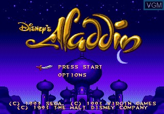 Image de l'ecran titre du jeu Aladdin sur Sega Megadrive