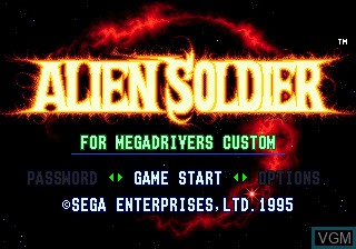 Image de l'ecran titre du jeu Alien Soldier sur Sega Megadrive