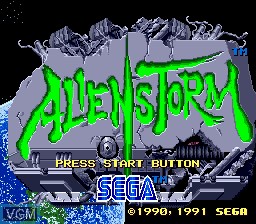 Image de l'ecran titre du jeu Alien Storm sur Sega Megadrive