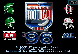 Image de l'ecran titre du jeu College Football USA 96 sur Sega Megadrive