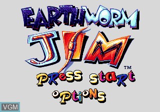 Image de l'ecran titre du jeu Earthworm Jim sur Sega Megadrive