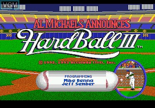 Image de l'ecran titre du jeu Al Michaels Announces HardBall III sur Sega Megadrive