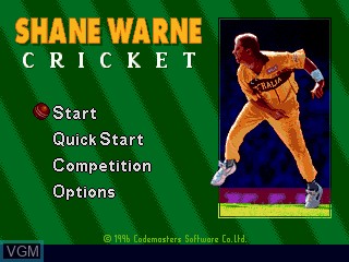 Image de l'ecran titre du jeu Shane Warne Cricket sur Sega Megadrive
