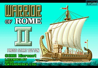 Image de l'ecran titre du jeu Warrior of Rome II sur Sega Megadrive