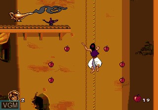 Image du menu du jeu Aladdin sur Sega Megadrive