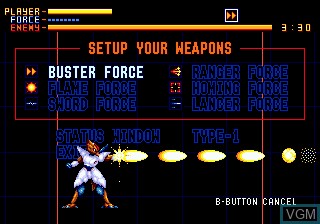 Image du menu du jeu Alien Soldier sur Sega Megadrive
