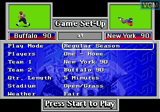 Image du menu du jeu John Madden Football Championship Edition sur Sega Megadrive