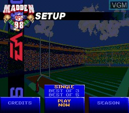 Image du menu du jeu Madden NFL 98 sur Sega Megadrive