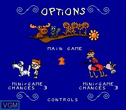 Image du menu du jeu Adventures of Rocky and Bullwinkle and Friends, The sur Sega Megadrive