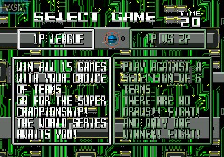 Image du menu du jeu Super Baseball 2020 sur Sega Megadrive