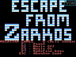 Image de l'ecran titre du jeu Zarcos sur Memotech MTX 512