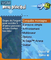Image du menu du jeu SSX Out of Bounds sur Nokia N-Gage