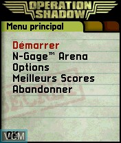 Image du menu du jeu Operation Shadow sur Nokia N-Gage