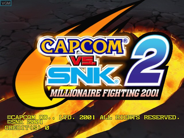 Image de l'ecran titre du jeu Capcom Vs. SNK 2 - Millionaire Fighting 2001 sur Naomi